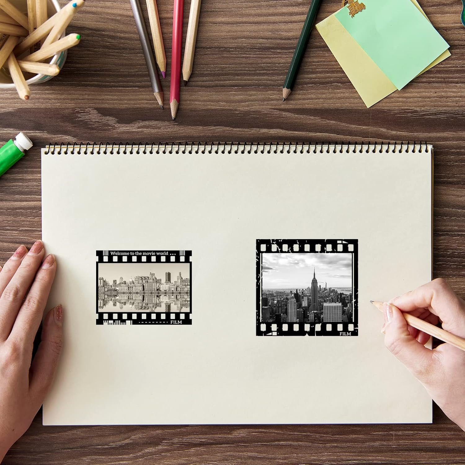 Film Reel Clear Stamp Vintage Film Style Transparent Silicone Stamp Cinematic Look Rubber Stamp for Scrapbook Journal Card Making