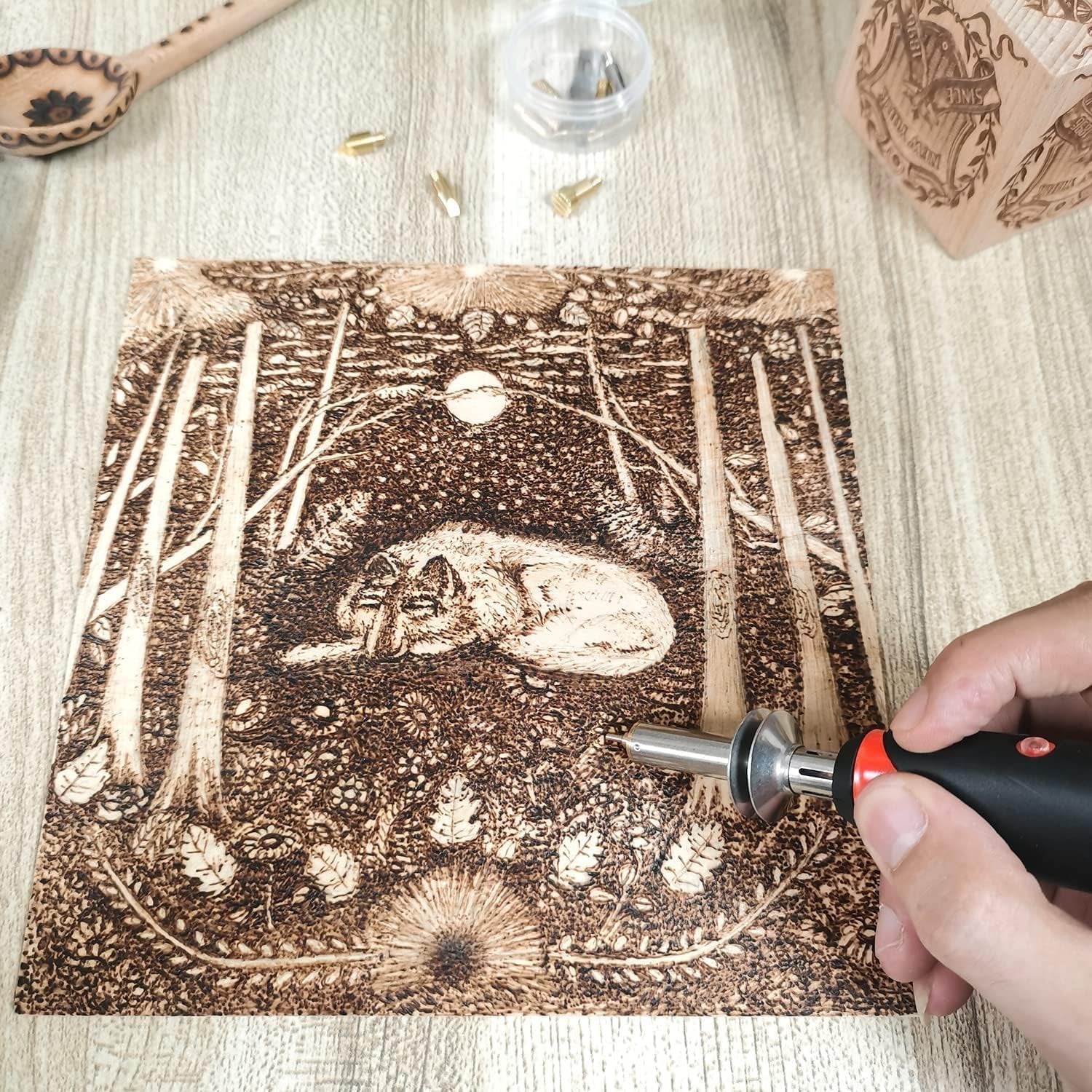 Wood Burning Kit, Professional Woodburning Pen Tool, DIY Creative Tools,Wood Burner for Embossing/Carving/Pyrography，Suitable for Beginners,Adults (Orange)