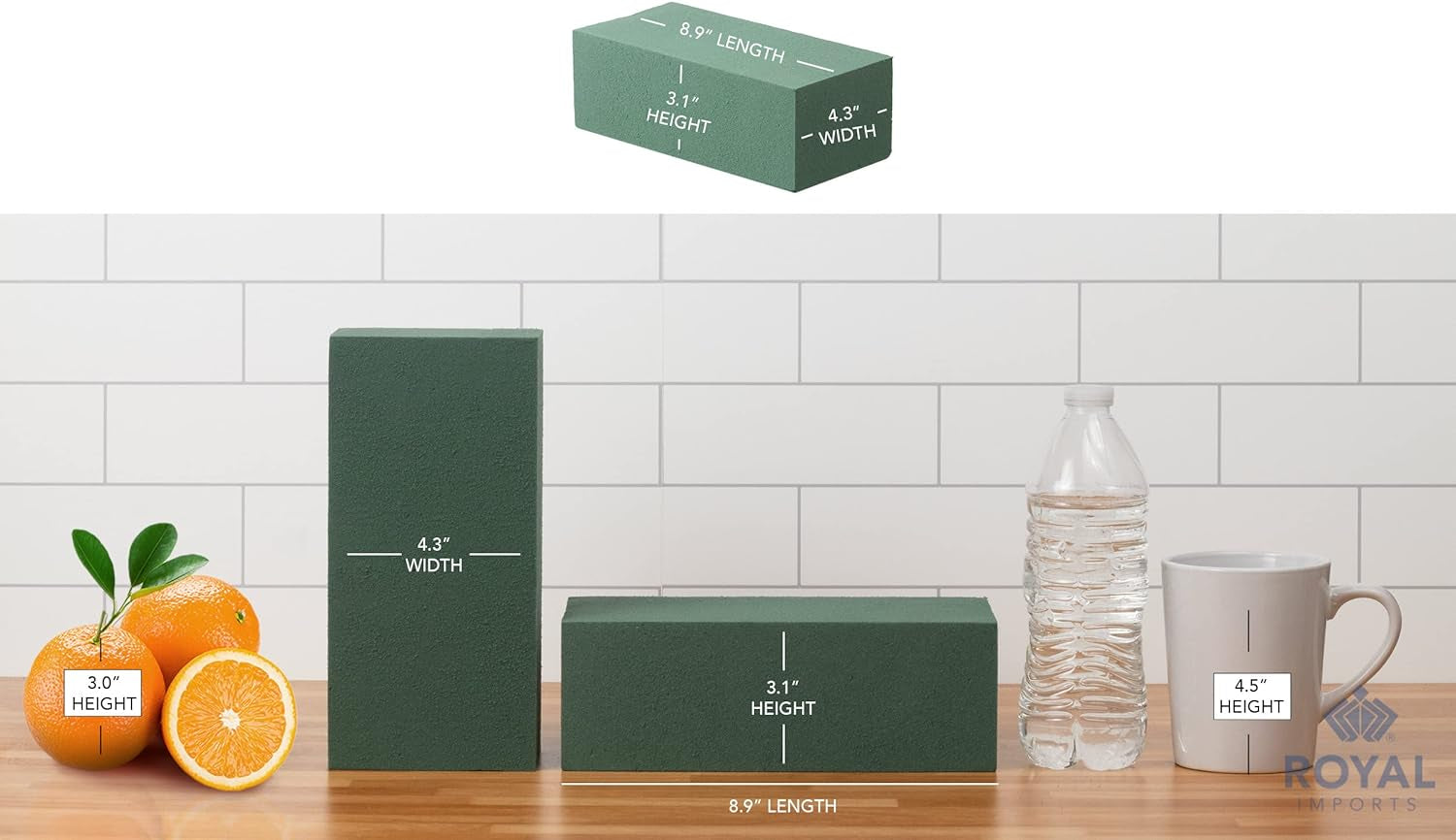 Floral Foam Blocks Wet Dry for Fresh or Artificial Flower Arrangements, Florist Styrafoam Bricks, 6 Pcs, Green
