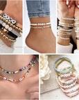 2000Pcs Letter Beads for Bracelets, 9 Color round Alphabet Number Beads with 1 Roll Elastic String for Bracelet Necklace Jewelry Making Supplies (7X4Mm)