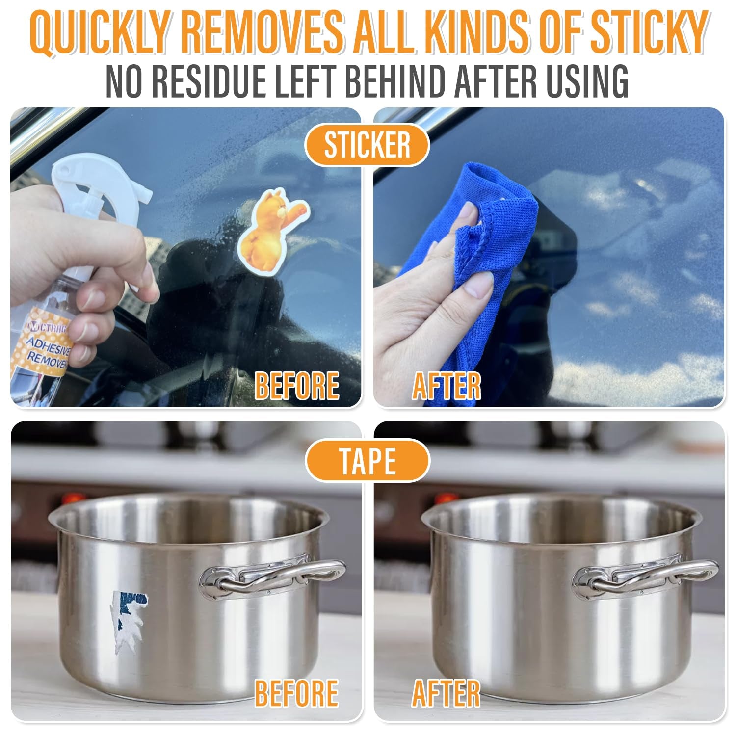 Adhesive Remover for Cars, 3.3 Fl.Oz Car Sticker Remover Spray with Scraper &amp; Extra Plastic Razor Blades, Sticker Remover for Cars, Windows, Rapidly Removes Labels, Sticker, Glue