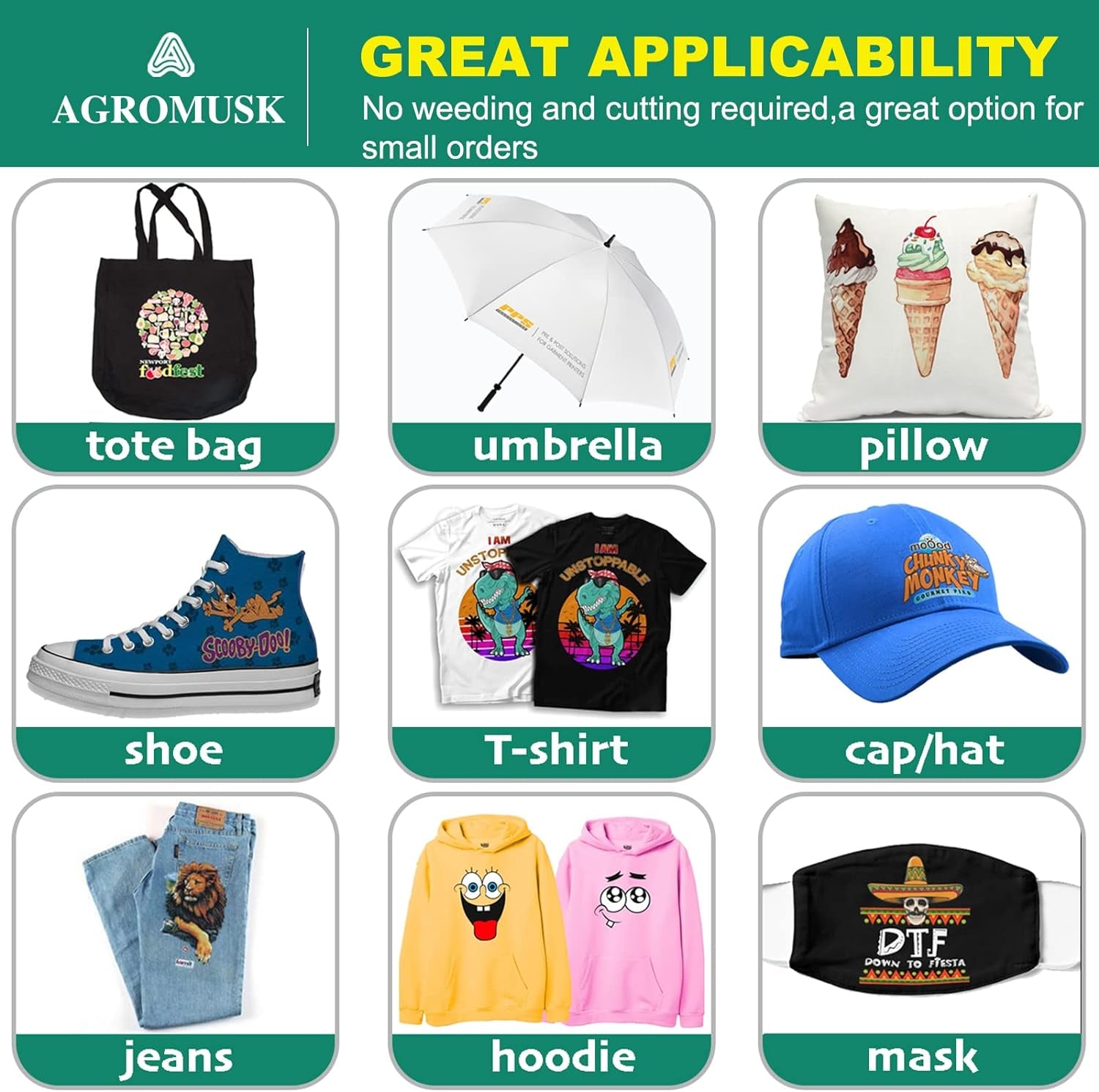 DTF Transfer Film(8.3" X 11.7")20 Sheets PET Direct to Film Heat Transfer Paper for All DTF&DTG Printer,Matte DTF Film for Sublimation Black White Light Dark Fabric T-Shirt