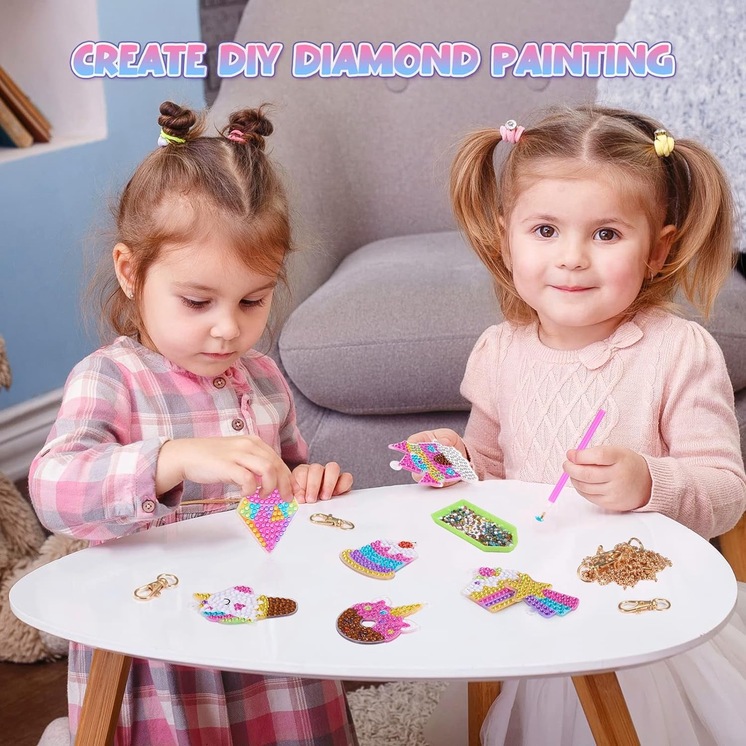 Toys for 4 5 6+ Year Old Girls, Unicorns Diamond Painting Kits for Kids Make Your Own GEM Keychains Arts and Crafts for Kids Age 4-12 Unicorns Birthday Gifts for 4-12 Year Old Girls Boys