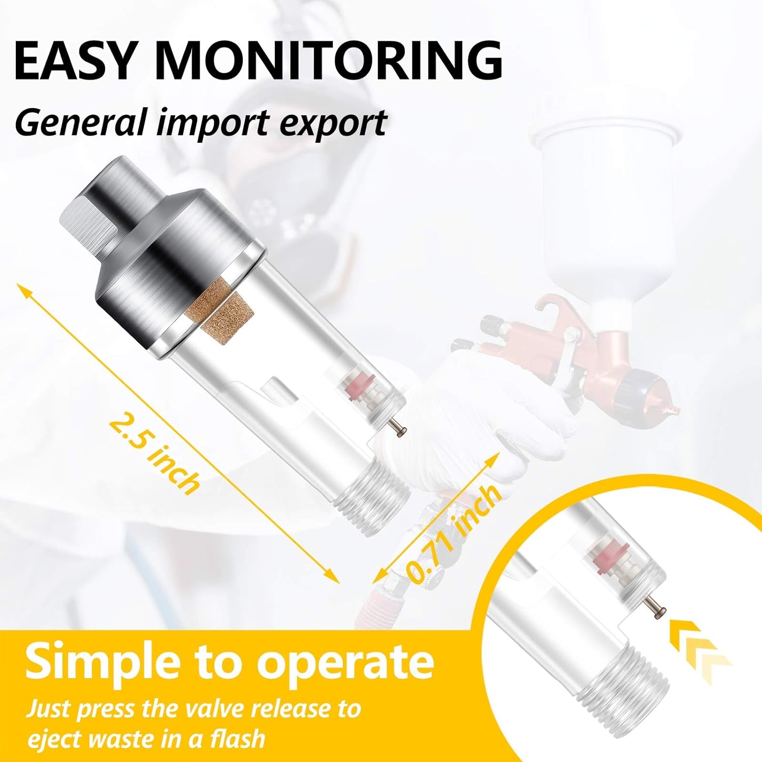 3 Pieces Airbrush Air Filter In-Line Mini Airbrush Water Separator Air Brush Filter Oil Separator for Connects onto Airbrushes and Hoses with 1/8 Inch Threads