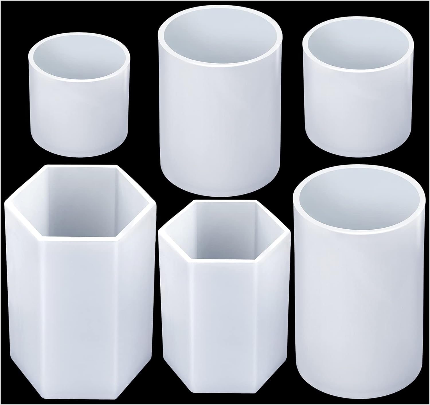 Candle Molds for Candle Making, 4PCS Cylinder Silicone Candle Molds and 2PCS Hexagon Silicone Candle Molds for Making Candle, DIY Craft