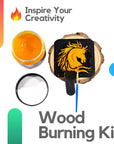 Wood Burning Gel Kit 4 OZ | Heat Activated Non-Toxic Paste for DIY Crafting, with Mini Scraper, Template Sticker, Paint Brush - Accurately & Easily Burn Designs on Wood, Canvas, Denim