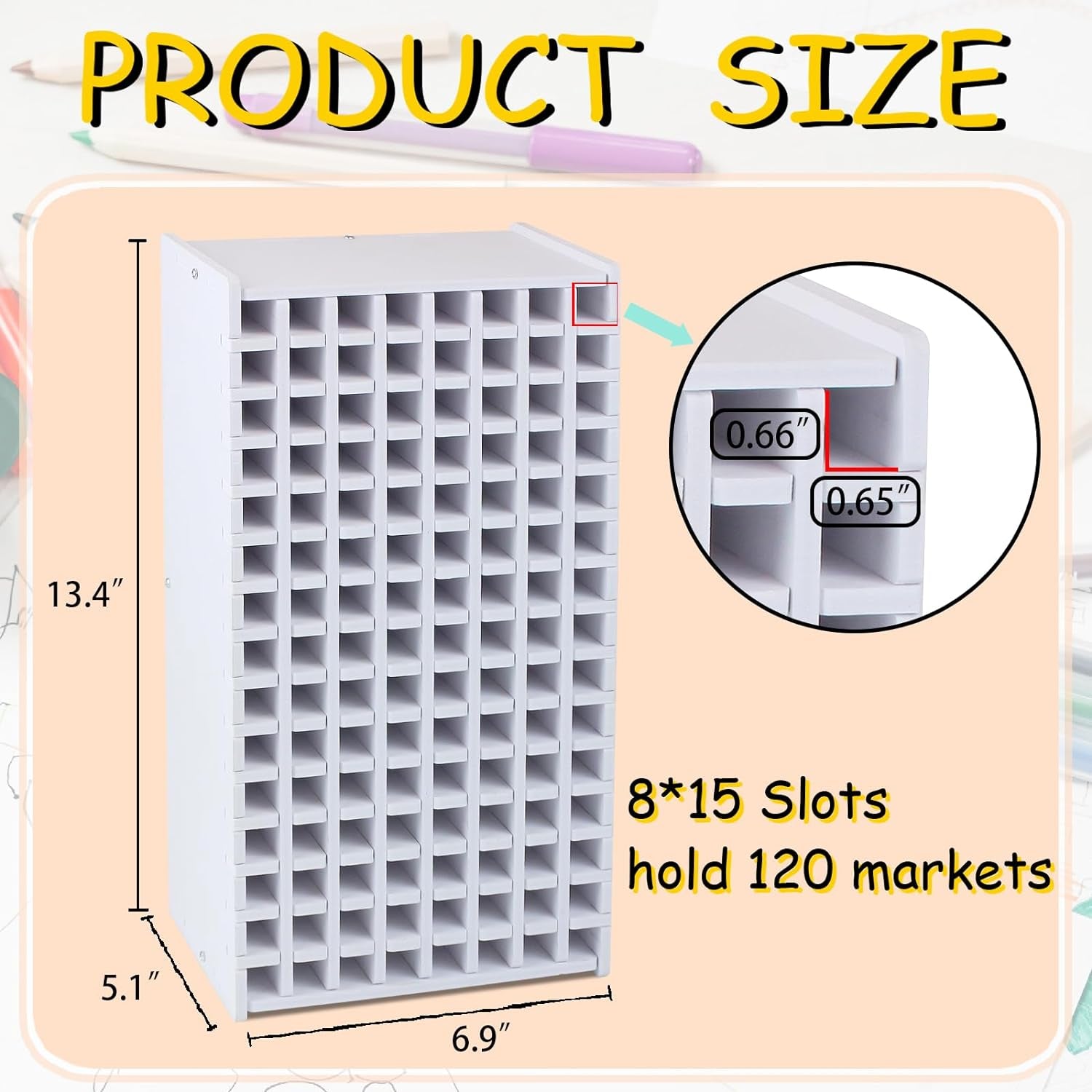 Marker Storage Organizer, Marker Holder Organizer for 120 Markers, Marker Organizer for Desk, Art Marker Storage Rack to Storing Markers, Colored Pens (120 Holes) (Pen Not Included)