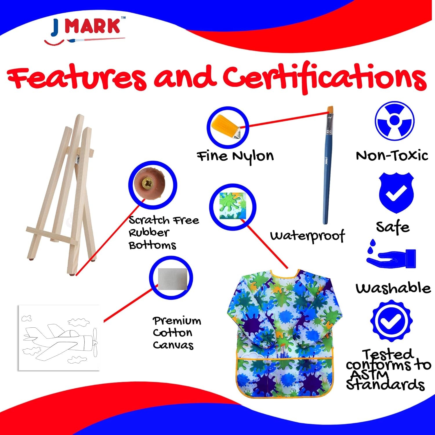 Kids Paint Set – Acrylic Kids Painting Kit – Storage Bag, Paints, Easel, Canvas, Brushes