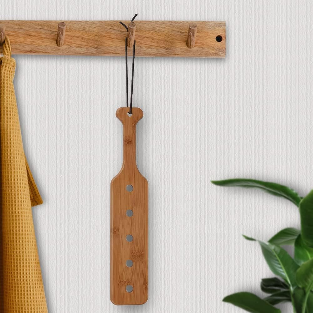 14Inch Bamboo Paddle with Holes, Solid Wood Paddle with Smooth Surface, 1 Pack,1