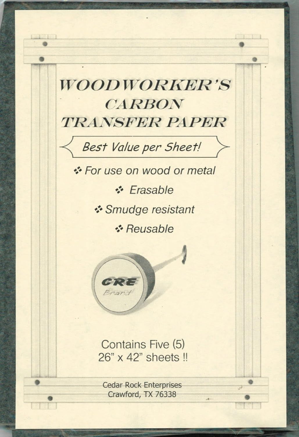 Carbon Transfer Tracing Paper for Woodworking Patterns (5 Sheets - 26" X 42" per Sheet)