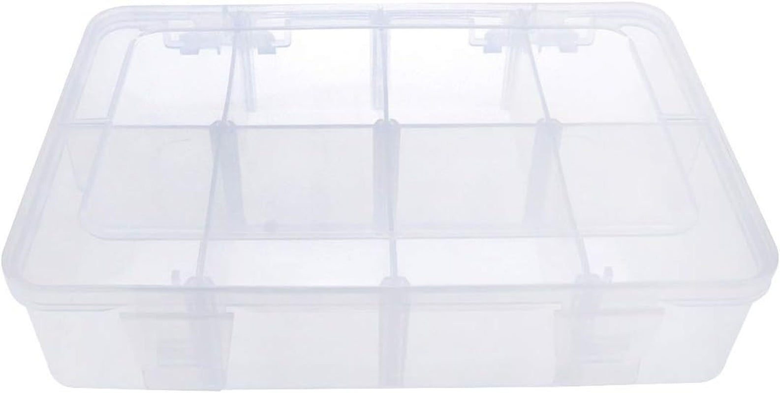 8-Grid Snack Box Container with Removable Dividers Plastic Organizer Box for Candies Snacks Electronics Jewelry Small Parts (7.3In X 4.9In)
