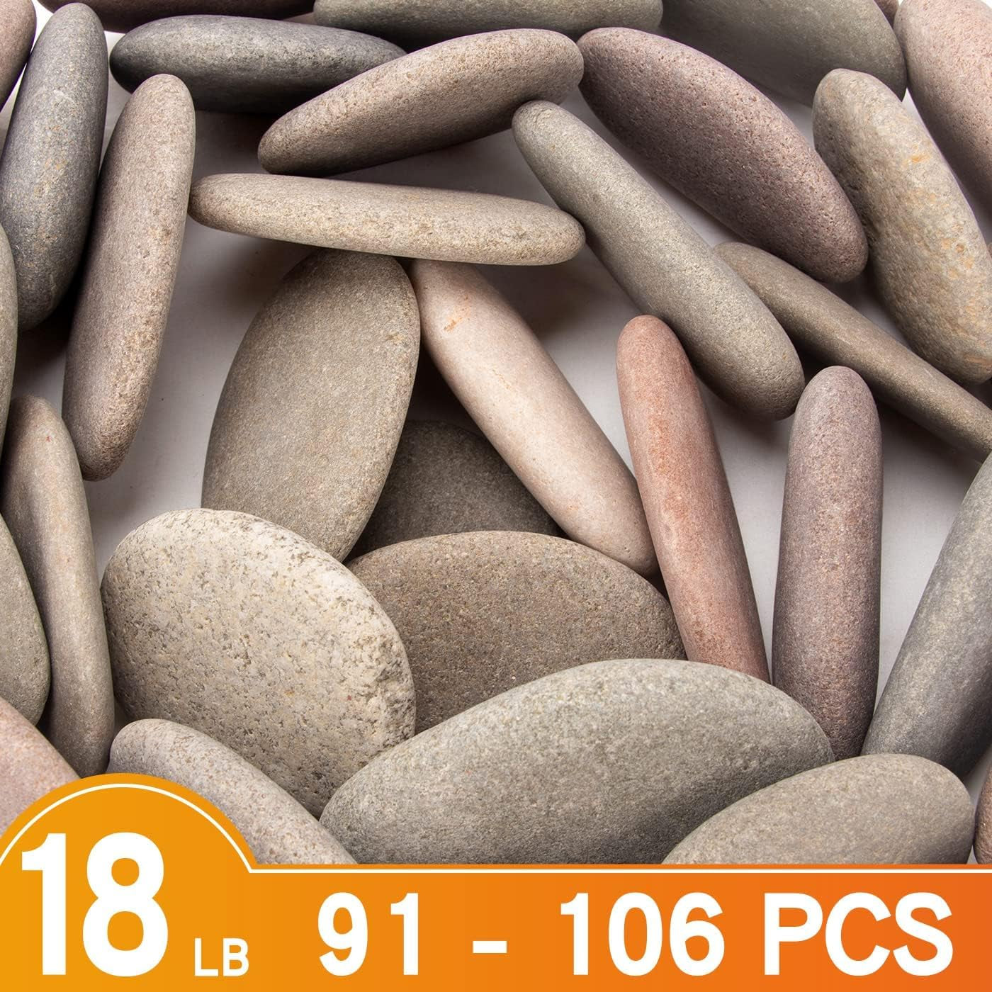 [About 97 PCS - 105 PCS](18 Pounds) Painting Rocks,2.33"-3.72" River Rocks,Diy Rocks,Flat Rocks,Craft Rocks,Natural Stones