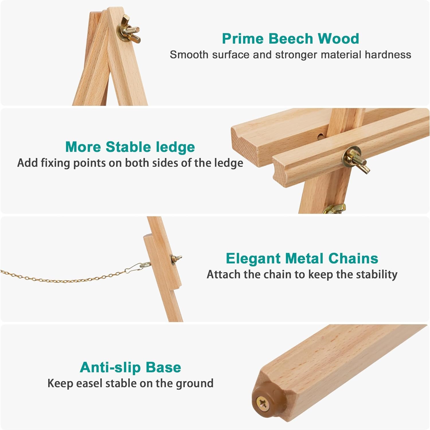 63'' Wooden Easel Stand for Wedding Sign, Picture, Painting Canvas Beech Wood Poster Stand for Display Adjustable Art Easel for Floor