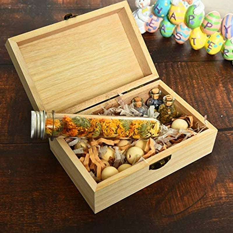 6Pcs Large Unfinished Wooden Box Rectangle Keepsake Box Stash Boxes with Hinged Lid for DIY Easter Arts Hobbies, Jewelry,6X4X2.3Inch