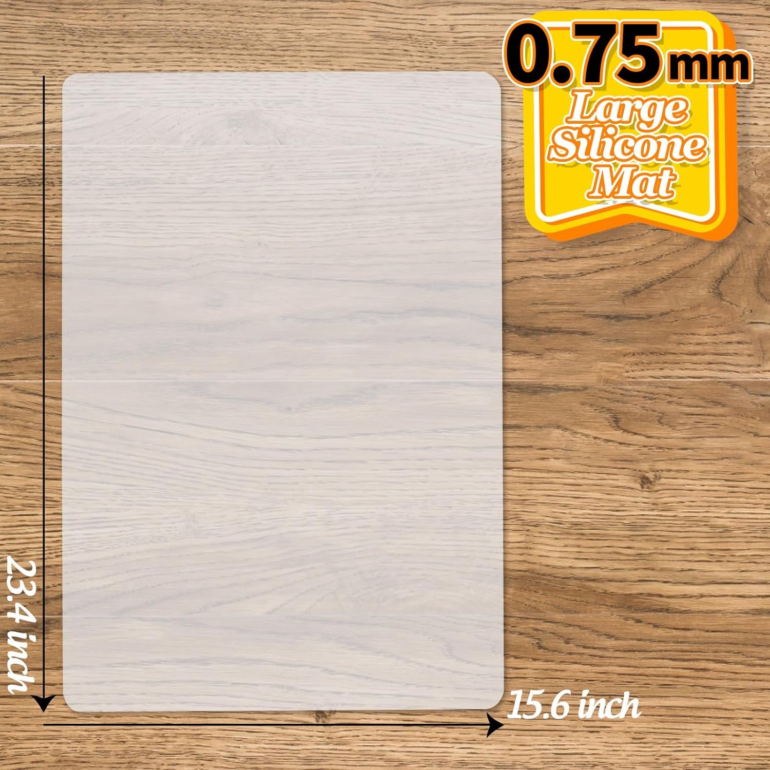 Large Silicone Mat, 23.4"×15.6" Clear Silicone Mat for Crafts, Play Dough Mat, Silicone Sheet for Resin Molds, Clay Mat, Silicone Mat for Epoxy Resin, Arts and Crafts, Medium Thickness 0.75 MM