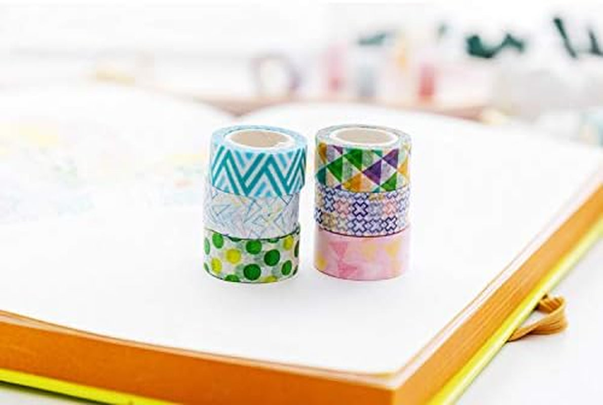 24 Rolls Washi Tape Set Basic Skinny Masking Decorative Tapes for Arts, DIY Crafts, Journals, Planners, Scrapbooking, Wrapping (Mini Graphics)