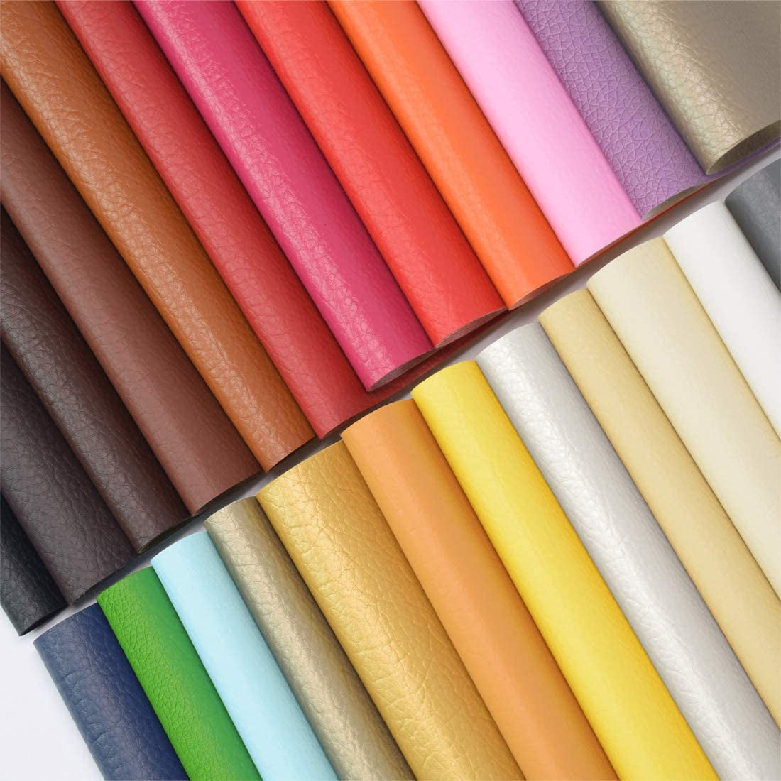 24 Pieces 8"X13.4"(20X34Cm) Colored Faux PU Leather Sheets Upholstery Crafts Fabric for Bag Making, Hat Making, Hair Crafts Making, DIY Jewelry Making, Sewing, Shoe Making