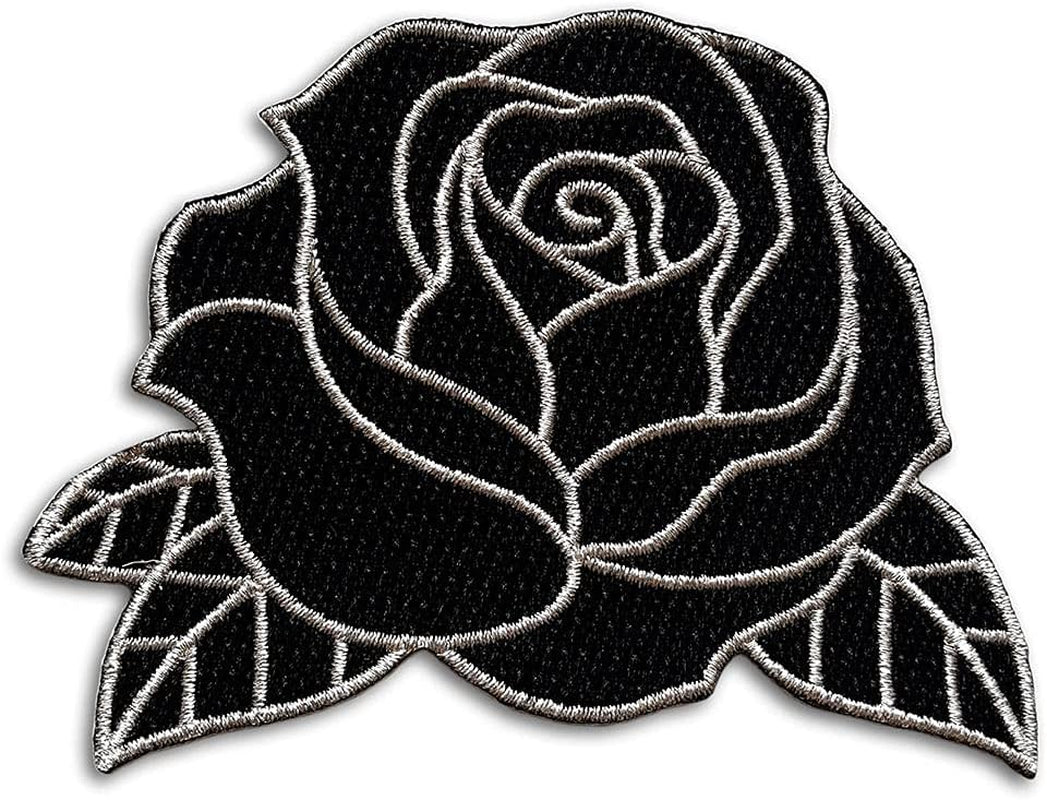 Black Rose Iron-On Embroidered Patch