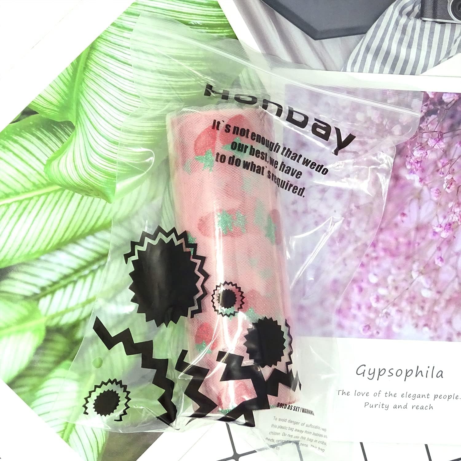 6 Inch X 10 Yards (30 Feet) Shiny Strawberry Tulle Rolls for DIY Crafts, Wedding, Baby Shower, Birthday Party Decoration (Pink)