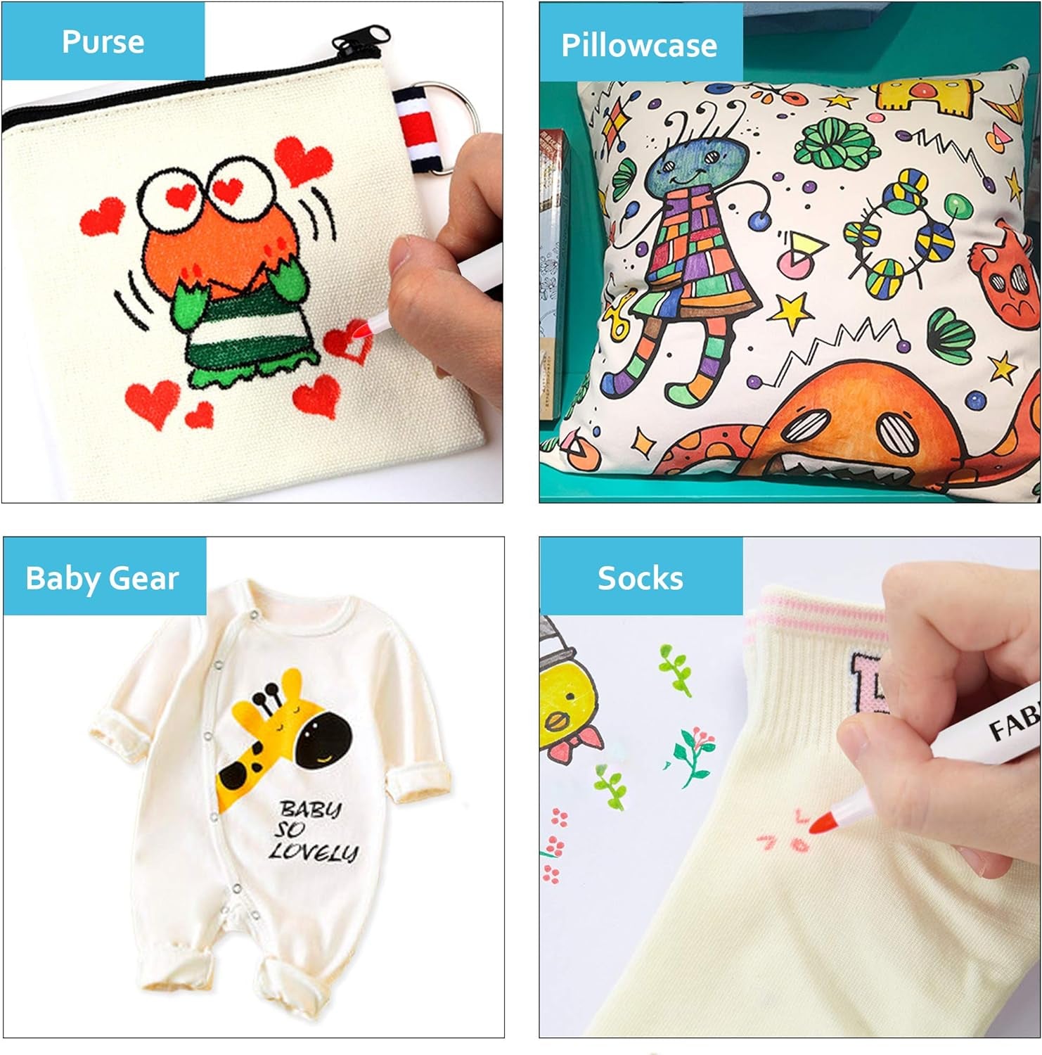 Fabric Markers, 36 Colors Permanent Fabric Pens for Writing Painting on T-Shirts Clothes Sneakers Canvas, Child Safe & Non-Toxic for Kids Adults