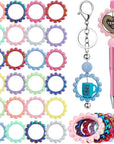 24 Pcs 42 Mm Acrylic Focal Frame Circle Loop with 2 Holes for DIY Beaded Pen Keychain Focal Bead Loop for Pen Jewelry Making Bracelet Car Necklace Craft Hanging (Stylish Colors,Round)