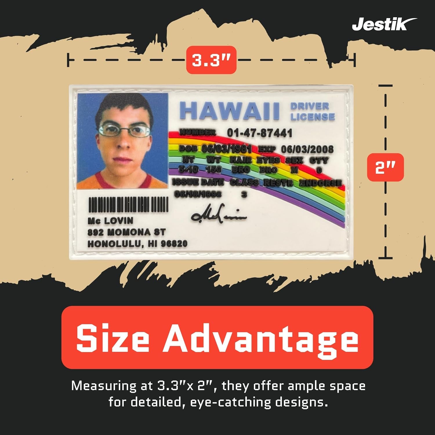 Mclovin Superbad PVC Patch - Funny Meme Patches, Humorous Military Tactical Morale Patch with Hook and Loop Fastener, Cute Patches for Backpacks, Military Uniforms, Jeans, Jackets, Vests, Hats & More