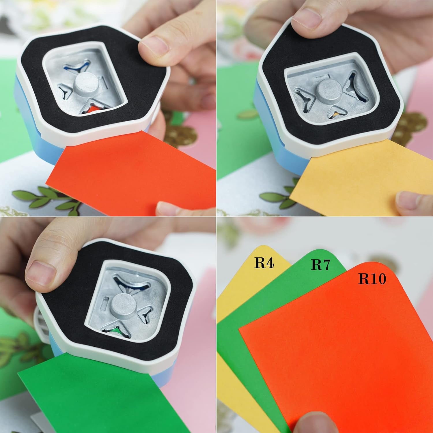 Round Corner Punch, 3 in 1-3 Way Corner Puncher Cutter for Paper Craft (R4Mm+R7Mm+R10Mm) for Cutting Different Corners, DIY Projects, Card Making &amp; Scrapbooking