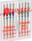 04806 Titanium Universal Regular and Ball Point Machine Needles Combo Pack, 8-Count