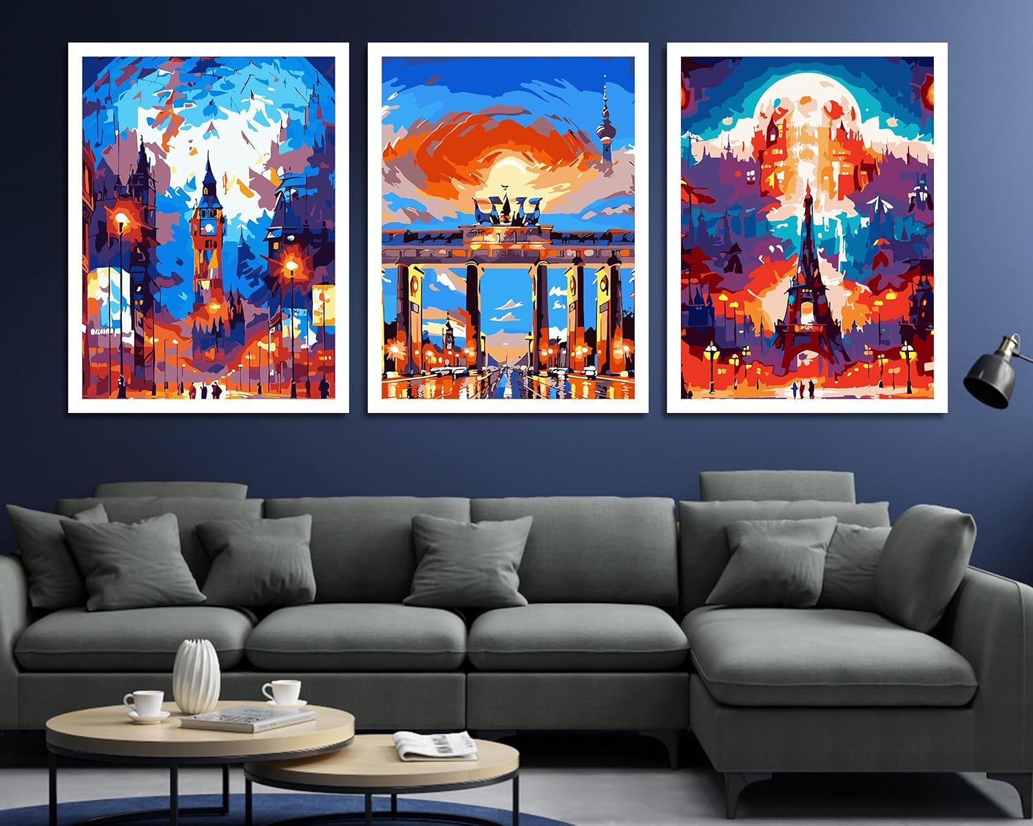 6 Packs Abstract Paint by Number for Adults Canvas, Easy Acrylic Landscape Paint by Numbers Kit for Adults Beginner, World Famous Scenic Spots Oil Painting Kits, Gifts Wall Decor 7.8X11.8Inch
