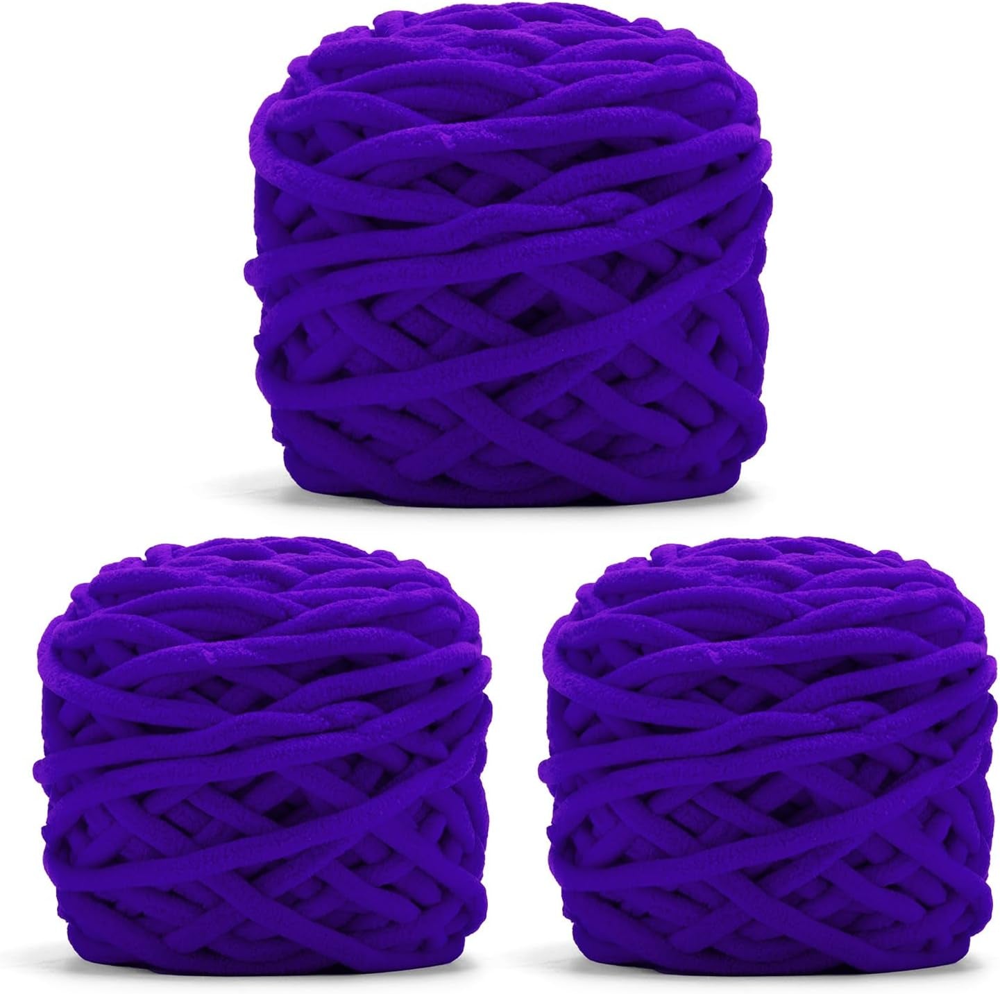 Blanket Yarn 3 Pack of 100G/3.5Oz - White Chenille Yarn 6 Super Bulky - Knitting, Crocheting &amp; Crafts Chunky Yarn