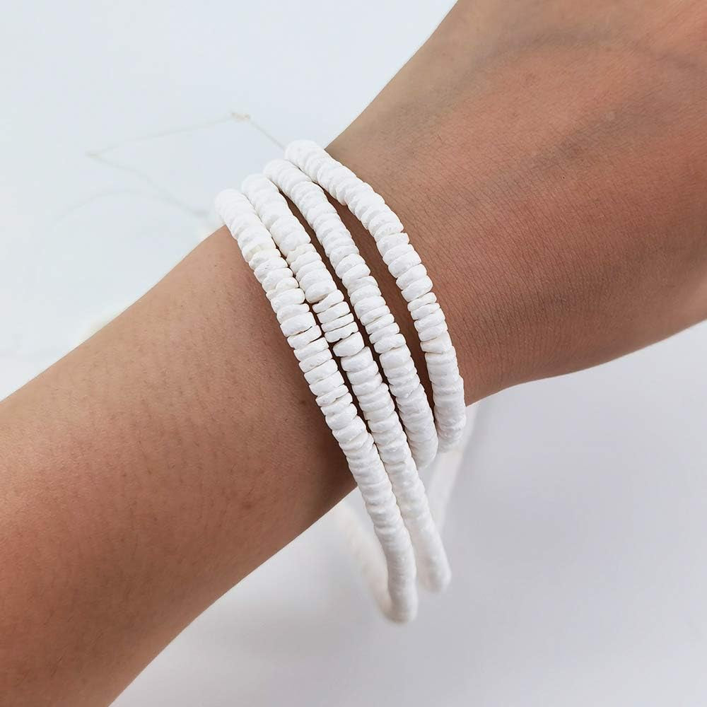 46 Inch White Heishi Beads for Jewelry Making, 6Mm Puka Shells Bead Strand, Natural Thin Flat Seashell Beads for Bracelets Necklaces Chokers and Anklets, African Disc Spacers