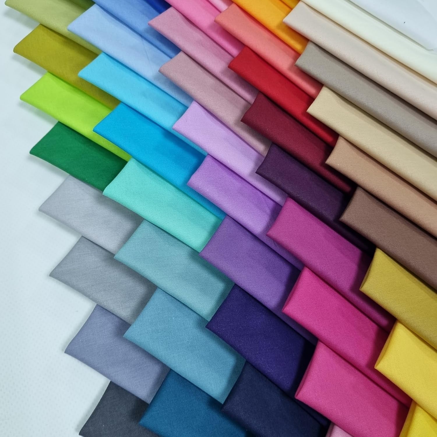 100% Cotton 50 PCS 8 X 8 Inches (20Cm X 20Cm) Softnes Cotton Fabric Bundle Squares for Quilting Sewing Fabric Squares for Craft Patchwork Fabric Set Turkish Quality (50 Solid Color Fabric Set)