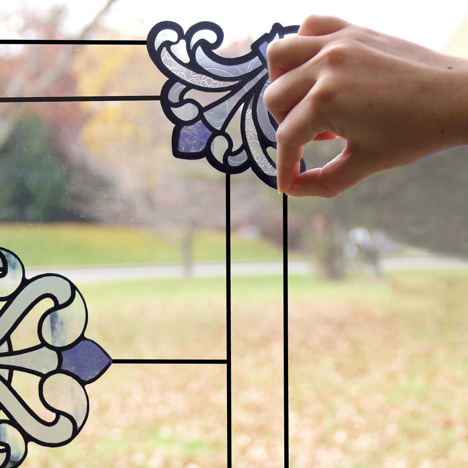 Inhome NH2366 Caming Line Stained Glass Decals, Black