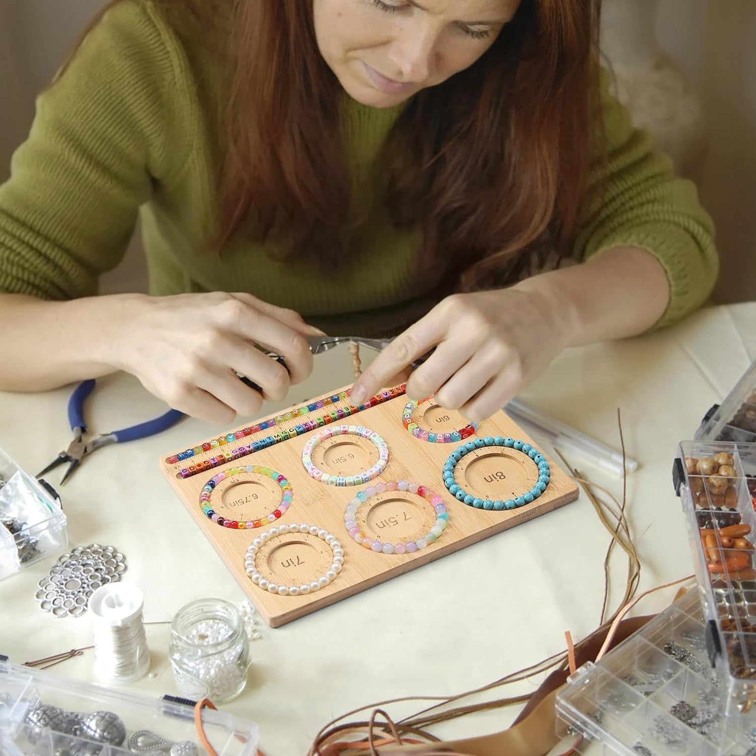 Bead Board for Jewelry Making, Bamboo Beading Board for Jewelry Bracelet Making, Bracelet Bead Board, Bracelet Bead Board for Bracelet, Jewelry Making, DIY