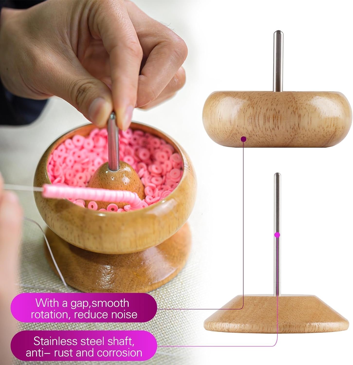 Clay Bead Spinner for Jewelry Making with 2 Big Eye Beading Needles and 1125 Clay Beads, Ideal for Bracelets and Necklaces