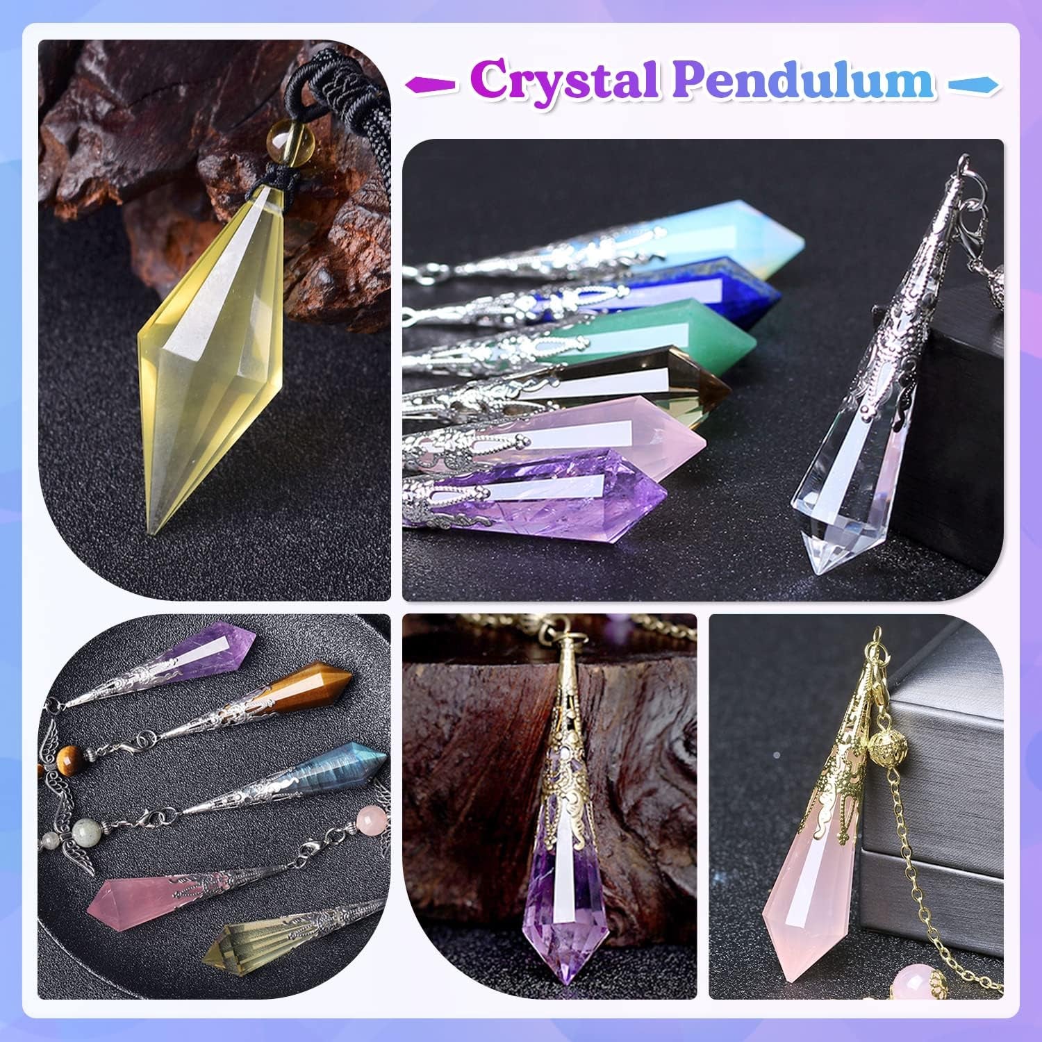 Resin Molds 18Pcs Pendulum Crystal Molds for Resin, Silicone Molds for Resin,Multi-Facet Resin Jewelry Molds for Quartz Crystals Pendants, Resin Necklace,Uv Resin