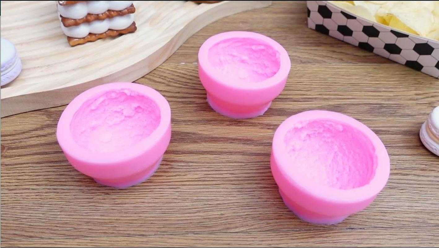 Silicone 3D Ice Cream Ball Shape Silicone Molds Cookie Pastry Mold Soap Candle Clay Mold Aromatherapy Plaster Mold, for Wedding Cake Chocolate Dessert Pudding Mousse DIY Kitchen Baking (3 Pieces)