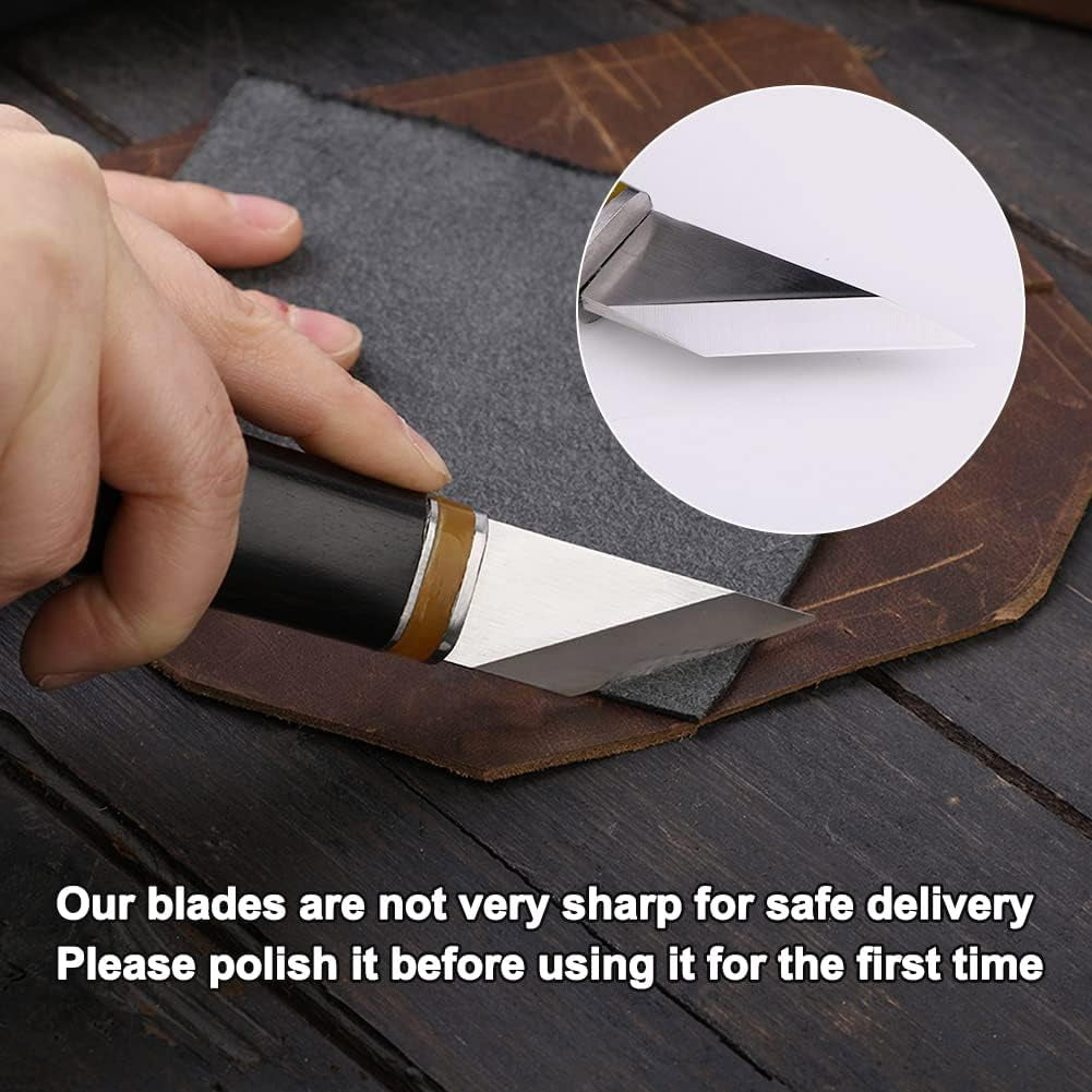 Leather Skiving Knife, Leather Cutting Knife with Wooden Handle, Leather Skiver - Pointed Skiving Knife for Leather Work, Knife Cutting Leather with Exquisite Package for DIY Leathercraft