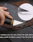 Leather Skiving Knife, Leather Cutting Knife with Wooden Handle, Leather Skiver - Pointed Skiving Knife for Leather Work, Knife Cutting Leather with Exquisite Package for DIY Leathercraft