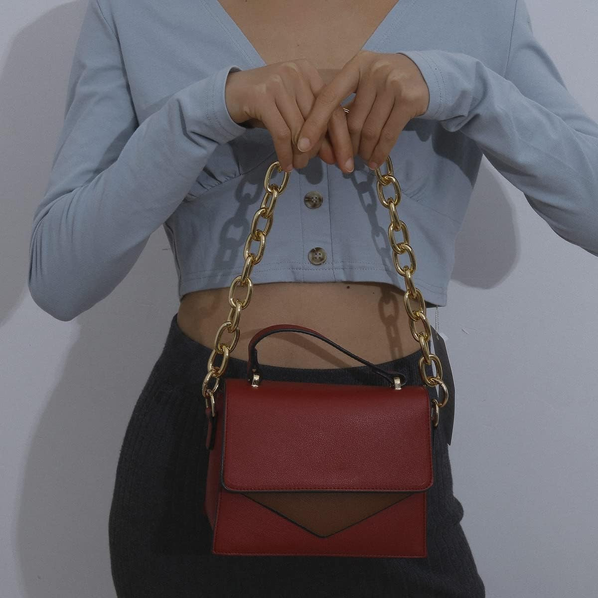 Gold Chunky Purse Replacement Chains Paper Clip Chain for Handbag Bag Shouder Handle Strap Chain DIY Purse Decoration Accessories Heavy