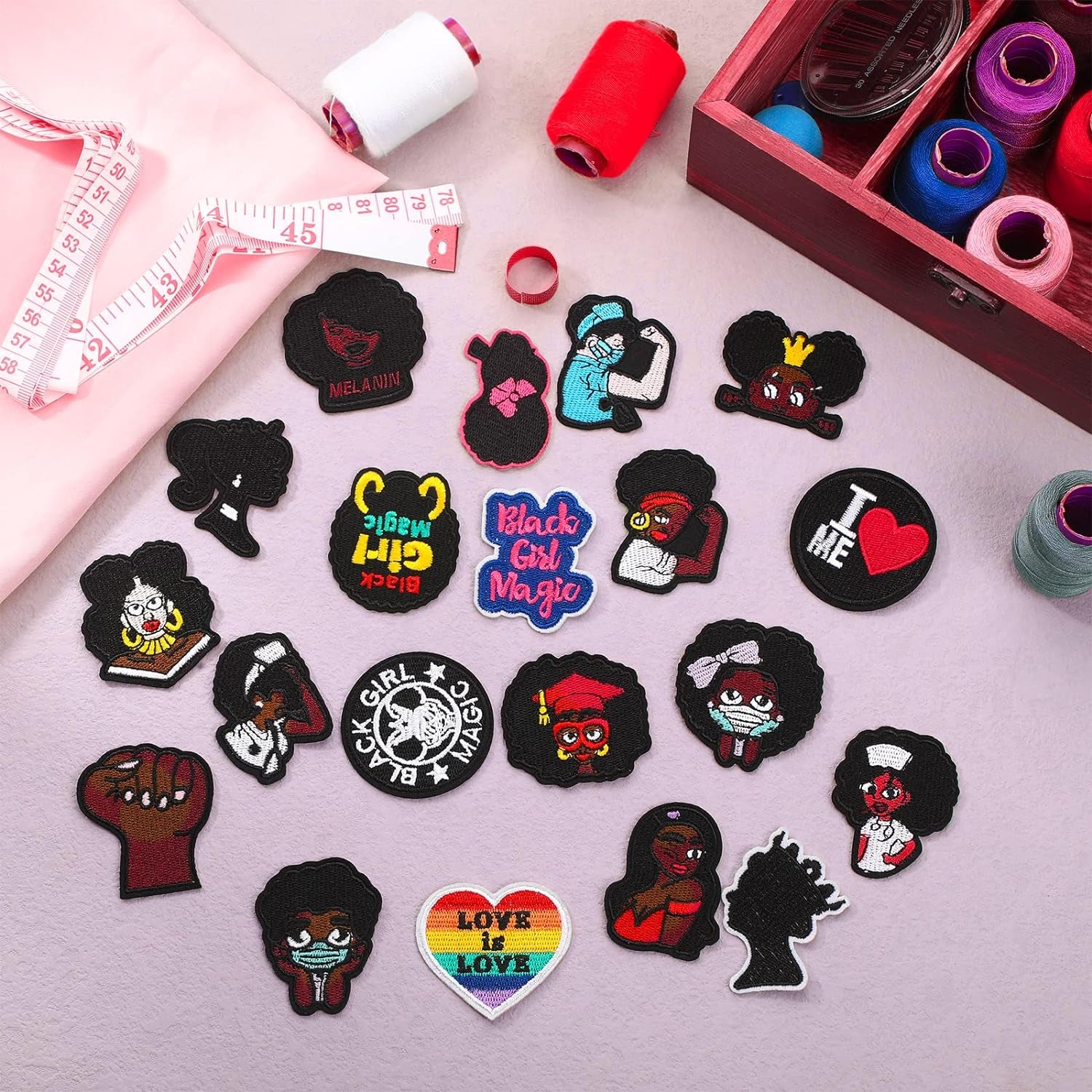 20 Pieces Black Girl Patches Iron on Patches for Clothing Afro Girl Embroidered Patches Sew on Patch Applique for Clothes Backpacks Jeans Jackets DIY Craft (Cute Style)
