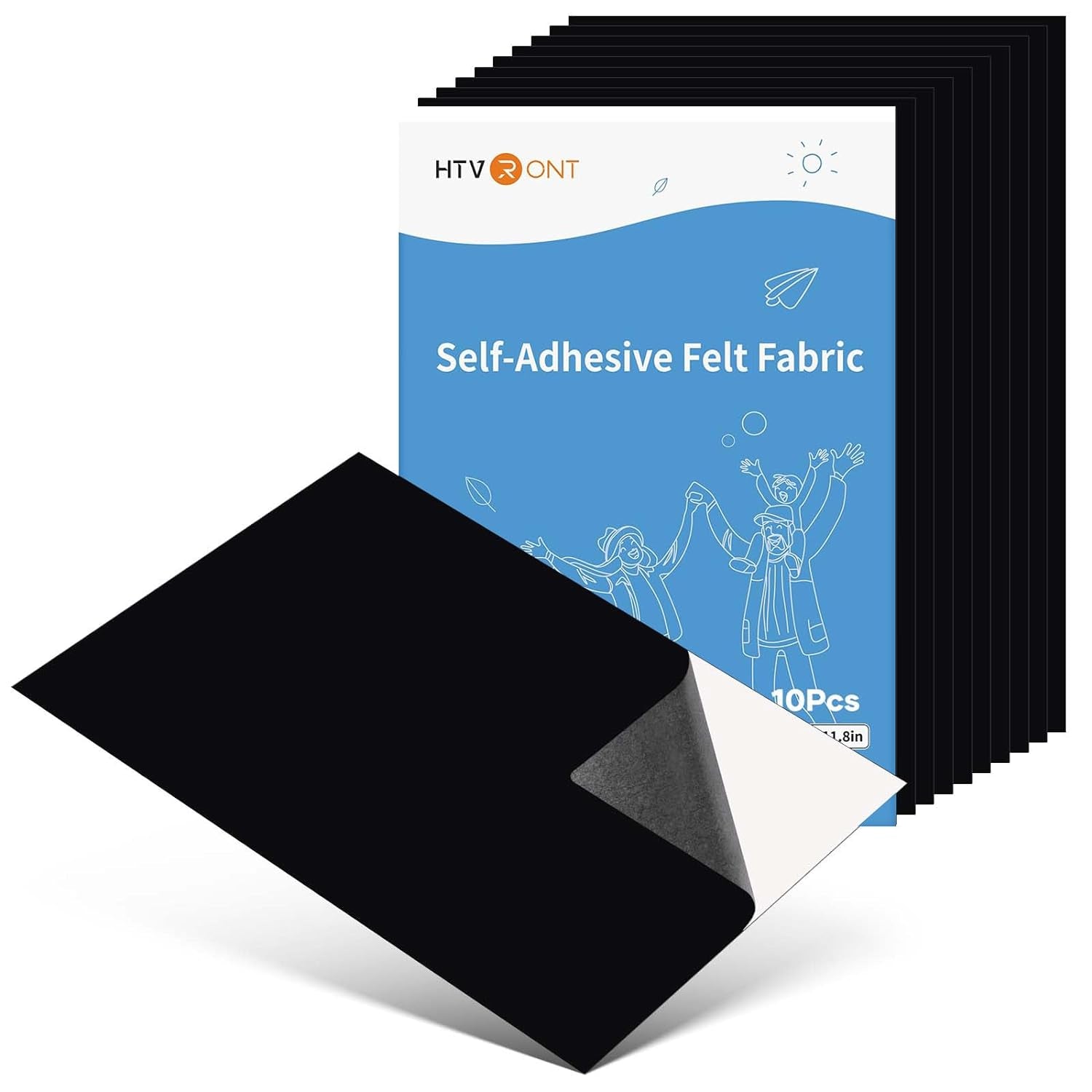 Black Felt Fabric - 10Pcs Self Adhesive Felt Sheets with Adhesive Backing, Soft Black Velvet Felt Drawer Liner for Art &amp; Crafts, Jewelry Box Felt Liner(8.3" X 11.8")