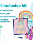 Latchkits  for Wall Hangings & Mini-Rugs - Pineapple - Craft Kit with Easy, Color-Coded Canvas, Pre-Cut Yarn & Latch Hook Tool - Perfect DIY Craft for Kids - Ages 6 and Up, Small, Multi