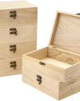 6 Pack Unfinished Wood Box with Lid Crafts Wooden Box for DIY Arts Project (8.3X6X2.7 Inches)