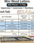 552 Pieces 0.75 Inch Mini Unfinished Wooden Letters Uppercase & Lowercase Unpainted Wooden Numbers Blank Wood Letters Storage for Scrapbooking Crafts