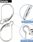 16Pcs 925 Sterling Silver Leverback Earring Hooks Hypoallergenic Interchangeable Dangle Ear Wire 10X16Mm Leverback Earring Findings for Jewelry Making