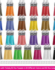 Tassels for Jewelry Making, 50Pcs Leather Tassel Keychain Charms Bulk with 50Pcs Jump Rings for Bracelets, Acrylic Key Chain Blanks and Craft Supplies