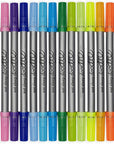 Artist Set of 20 Original Doodle Wash-Out Fabric Marker Set - Double-Ended Felt Tips in Handy Storage Box