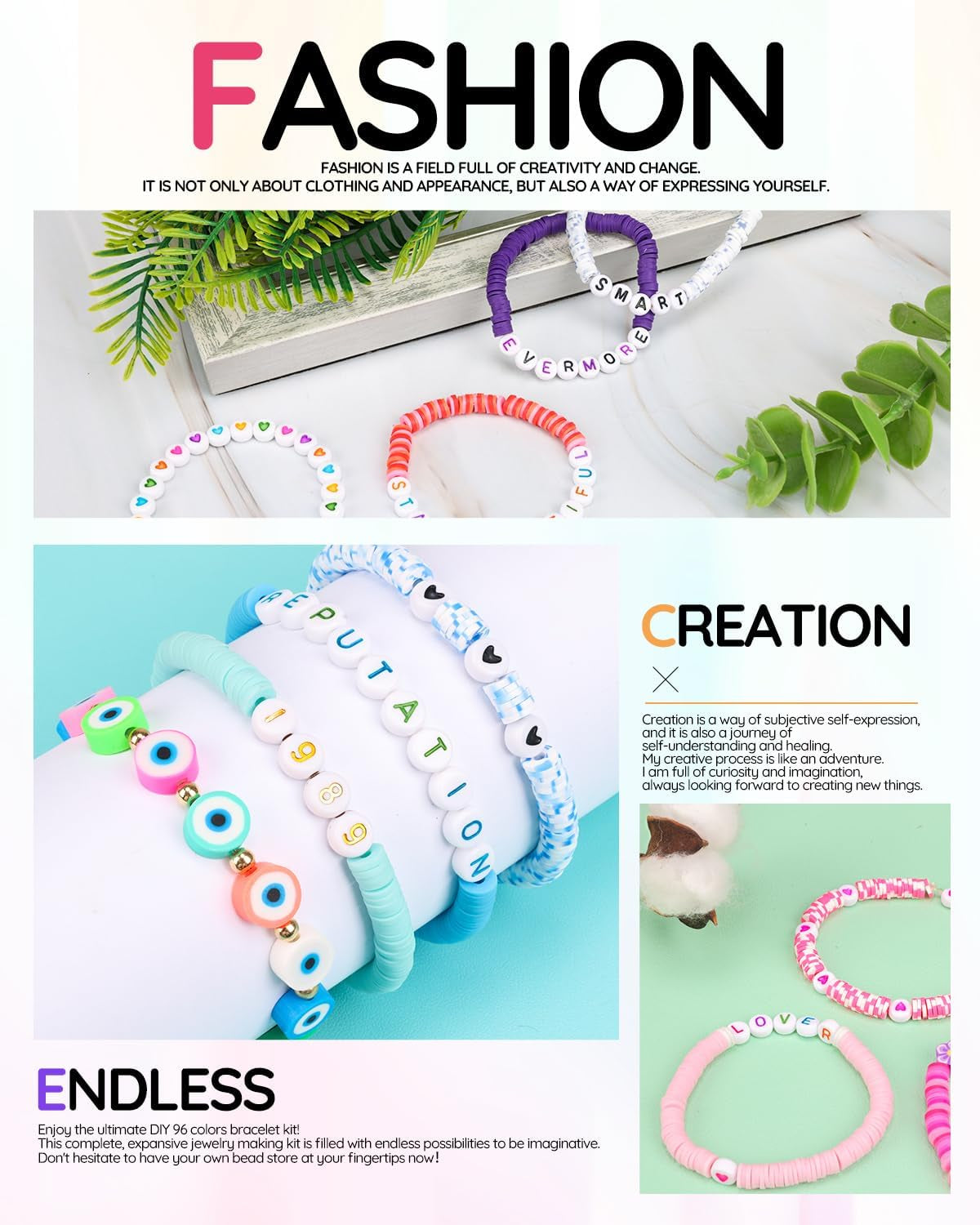 6 Boxes Friendship Bracelet Kit,96 Colors 16680 Pcs Clay Beads,1188 Pcs Letter Beads,120 Pcs Number Beads and 470 Pcs Gold Charms Kit for Bracelets Making, Jewelry Craft Kits Gift, Small
