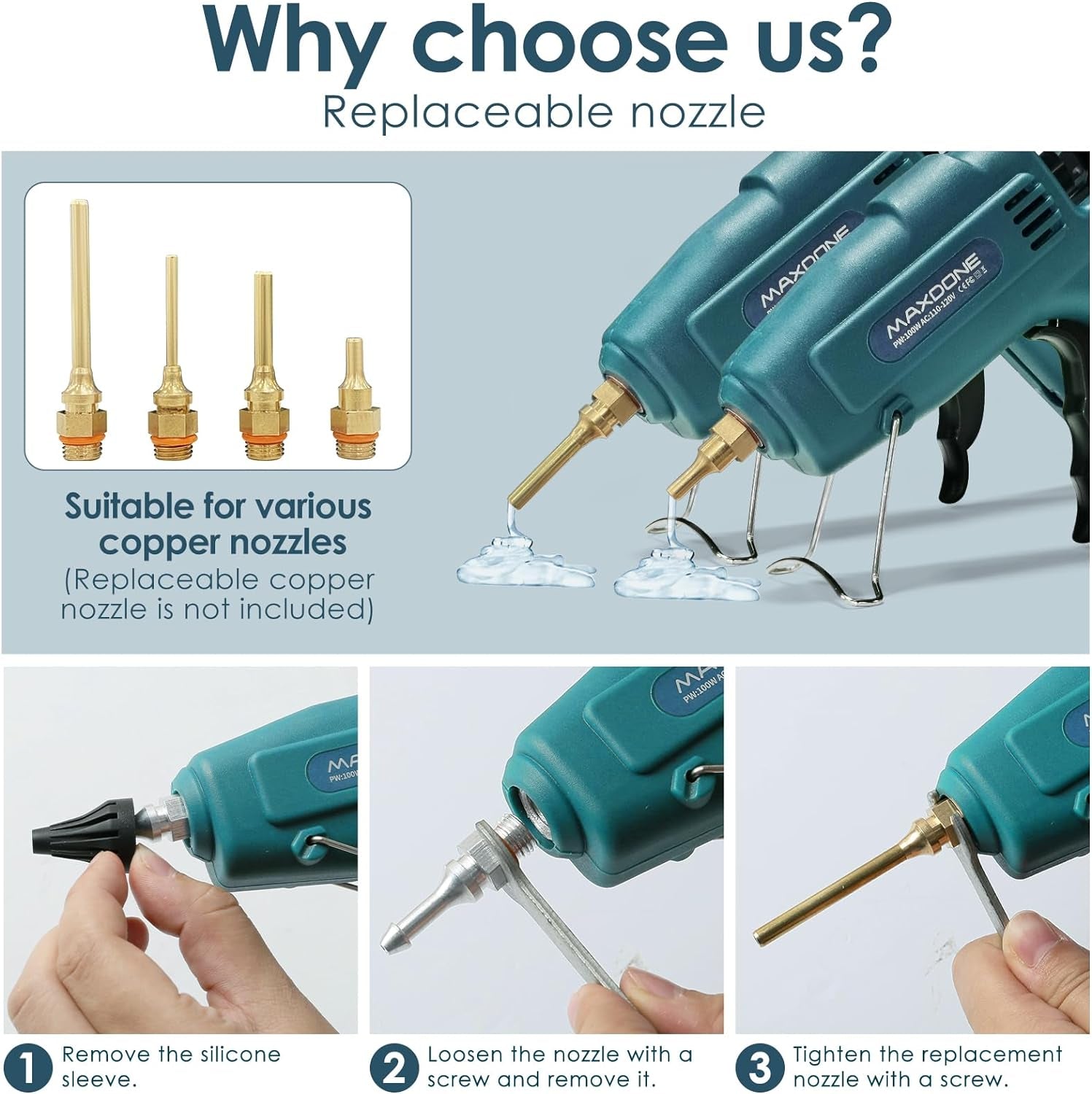 Hot Glue Gun Kit Glue Gun -  Craft Glue Gun Full Size(Not Mini) Glue Guns Heavy Duty Hot Glue Gun with 12Pcs Glue Sticks(0.43'' X 8") 100W for DIY Art